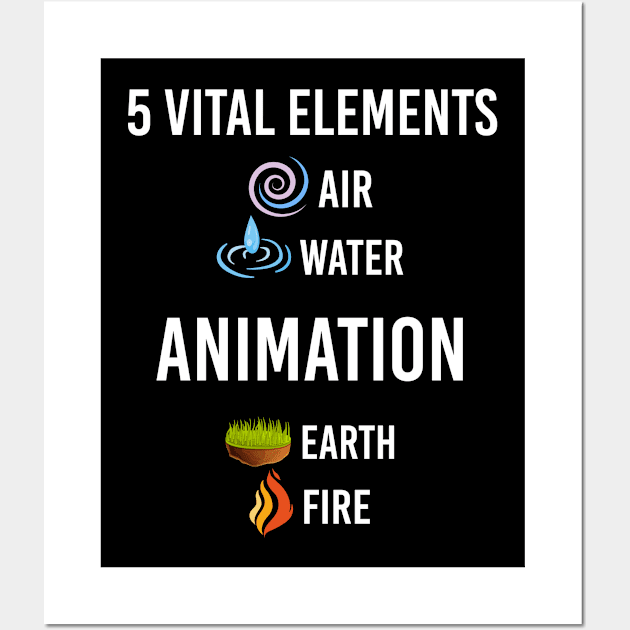 5 Elements Animation Wall Art by Hanh Tay